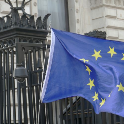 European Flag flying outside Downing Street